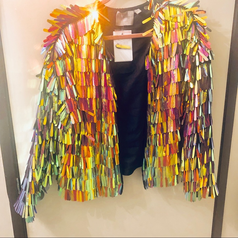 ASOS Design iridescent fringe sequin jacket